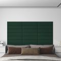 vidaXL Nástenné panely 12 ks tmavozelené 60x15 cm látkové 1,08 m²