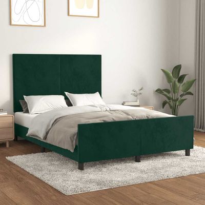 vidaXL Posteľ bez matraca tmavozelený 140x190 cm zamat