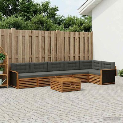 vidaXL Záhradná súprava gaučov 7 ks Prírodná a antracitová Polyester