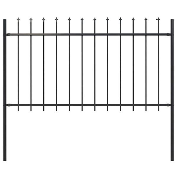 vidaXL Záhradný plot s vrchnou časťou z ocele 181x100 cm čierny