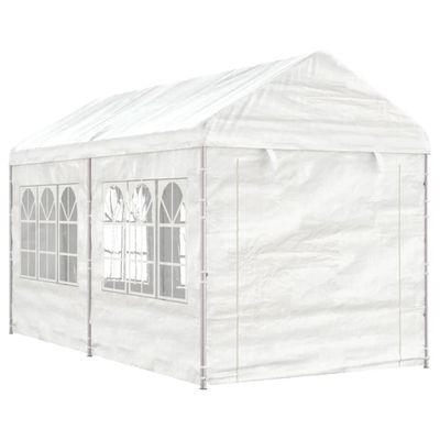 vidaXL Altánok so strechou, biely 4,46x2,28x2,69 m, polyetylén