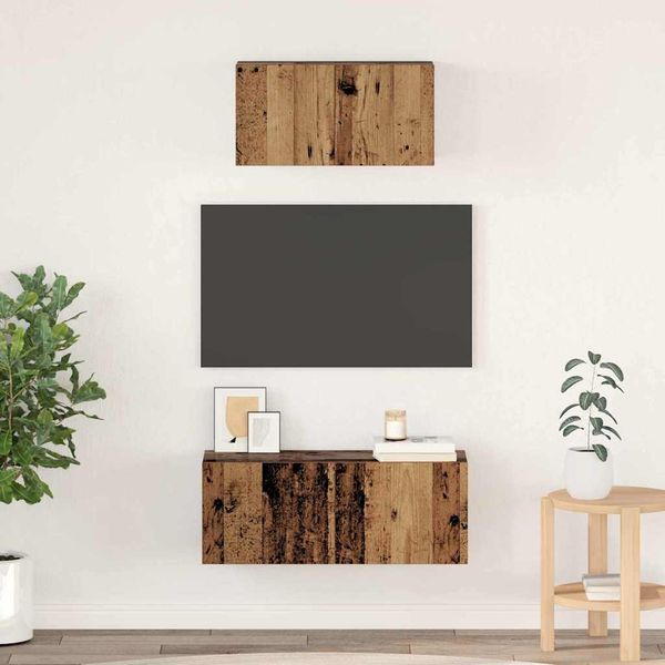 vidaXL Zostava TV skriniek Nástenný 2 pcs Staré drevo Kompozitné drevo