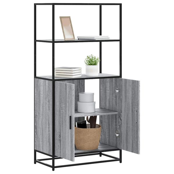 vidaXL Vysoká skrinka sivý dub sonoma 68x35x139cm kompozitné drevo+kov