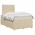 vidaXL LED boxspring posteľ s matracom Krémová 120 x 190 cm Látka