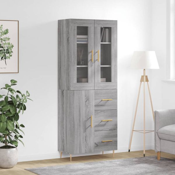 vidaXL Vysoká skrinka sivý dub sonoma 69,5x34x180 cm spracované drevo