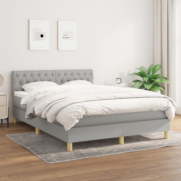 vidaXL Boxspring posteľ s matracom bledosivý 140x190 cm látka