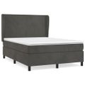 vidaXL Posteľný rám boxspring s matracom tmavosivý 140x190 cm zamat