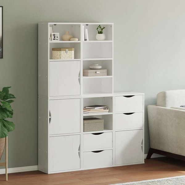 VidaXL Bočná skrinka 5 ks "ODDA" biela 40x24x79 cm borovicový masív