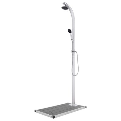 vidaXL Záhradná sprcha so sivým podstavcom 220 cm hliník
