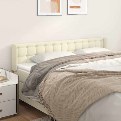 vidaXL Čelo postele so záhybmi krémový 203x16x78/88 cm umelá koža
