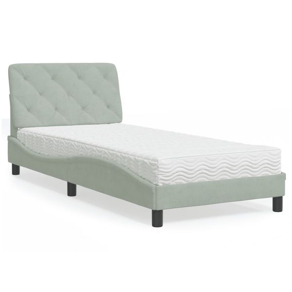 vidaXL Posteľ s matracom bledosivý 80x200 cm zamat