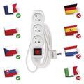 Predlžovací kábel EMOS P1312 / 2 m / 3 zásuvky / s vypínačom / biely / PVC / 1 mm2