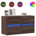 vidaXL TV nástenné skrinky s LED svetlami 2 ks hnedý dub 41x31x45 cm