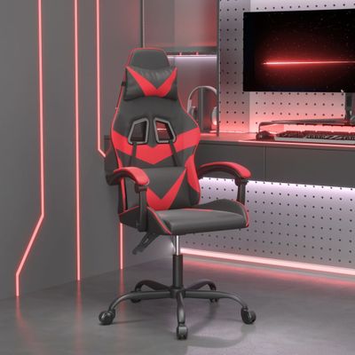 vidaXL Otočná herná stolička čierna a červená umelá koža