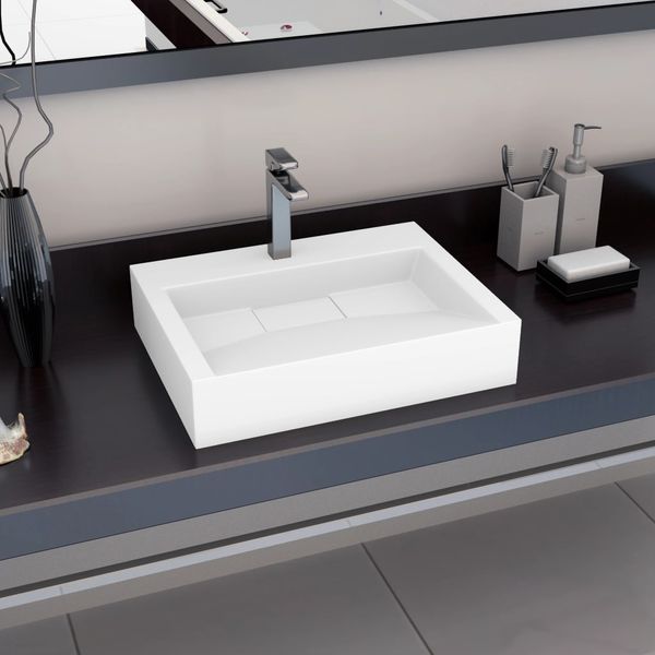 vidaXL Umývadlo z minerálneho/mramoroveho odliatku 60x38x11 cm biele