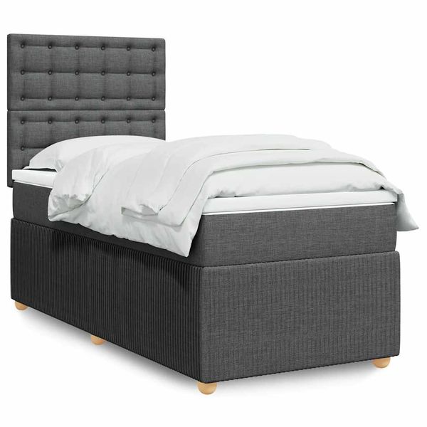 vidaXL Posteľný rám boxsping s matracom tmavosivý 80x200 cm látka
