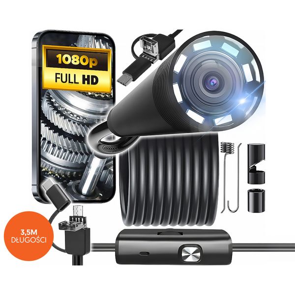 Endoscope camera 3.5m lens 8/7/5.5mm USB-C/Micro-USB LTC