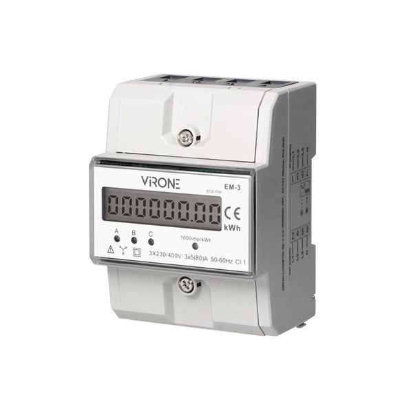 Elektromer 3F na DIN lištu trojfázový VIRONE EM-3 digitálny