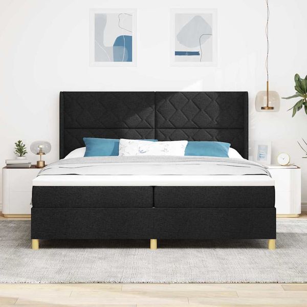 vidaXL Posteľ s pružinovým rámom Čierna 200 x 200 cm látka