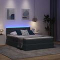 vidaXL LED úložná posteľ s matracom Tmavosivá 140 x 200 cm Zamat