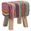 vidaXL lavička 40 x 30 x 45 cm Skutočná koža Viacfarebný