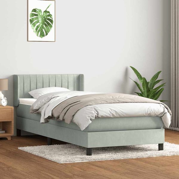 vidaXL Box Spring Posteľ s matracom Svetlosivá 90x210 cm Zamat