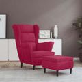 vidaXL Kreslo wingback s podnožkou vínovočervené zamatové