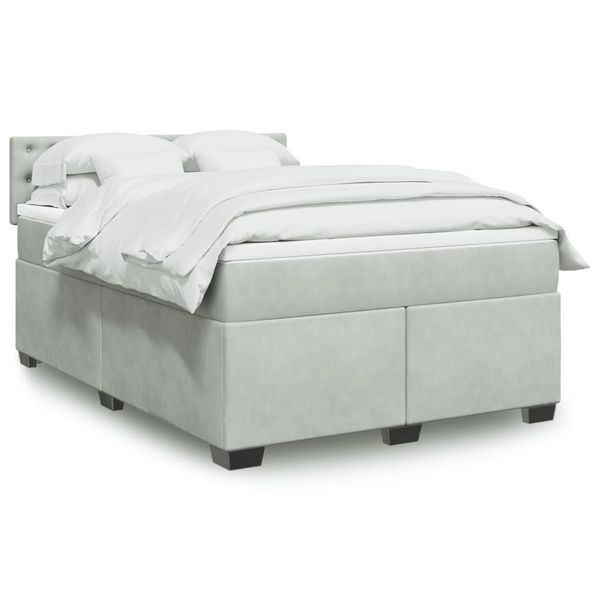 vidaXL Posteľný rám boxsping s matracom bledosivý 160x200 cm zamat