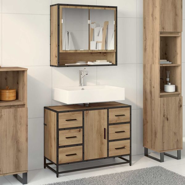 vidaXL Sada kúpeľňového nábytku 2 pcs Remeselný dub Kompozitné drevo