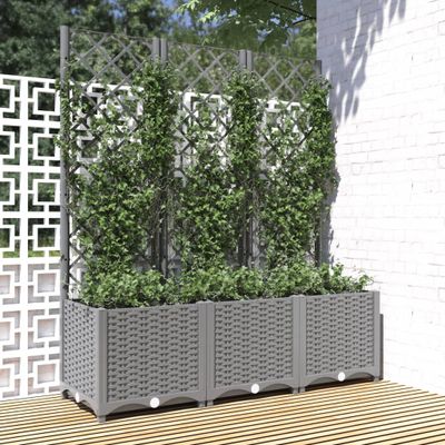 vidaXL Záhradný kvetináč s mriežkou bledsivý 120x40x136 cm PP
