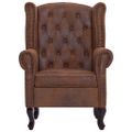 vidaXL Kreslo v štýle chesterfield z umelej kože s podnožkou hnedé