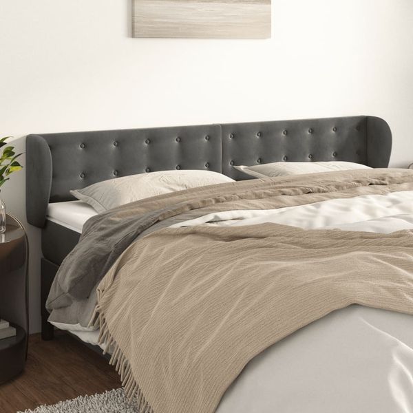 vidaXL Čelo postele so záhybmi tmavosivé 183x23x78/88 cm zamat