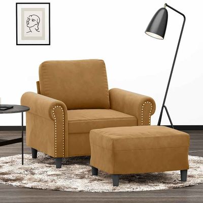 vidaXL Kreslo s podnožkou hnedé 60 cm zamat