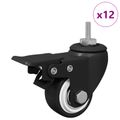 vidaXL Kolieska 12 ks Čierna M6 x 37 mm Železo a nylon