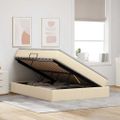 vidaXL Postel s úložným prostorem a matrací Krémová 140 x 190 cm