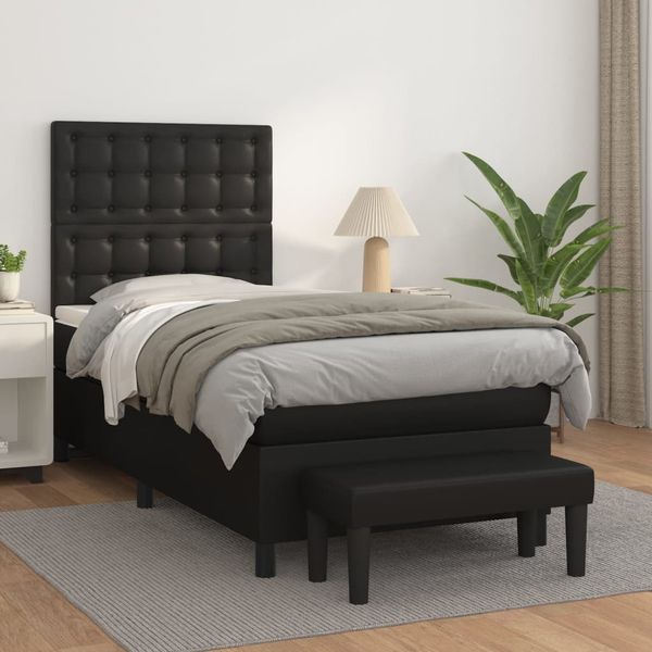 vidaXL Boxspring posteľ s matracom čierna 90x200 cm umelá koža