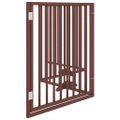vidaXL Psia brána s dvierkami, skladacia, 4 panely, hnedá, 320 cm, topoľové drevo