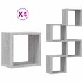 vidaXL Stenné police 4 ks Sivý Sonoma 26 x 15 x 26 cm Kompozitné drevo