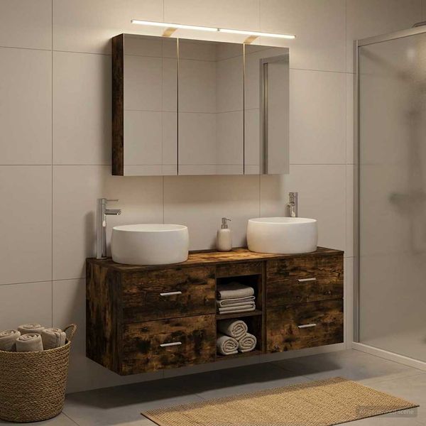 vidaXL Sada kúpeľňového nábytku 4 pcs Dymový dub