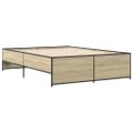vidaXL Posteľný rám dub sonoma 135x190 cm kompozitné drevo a kov