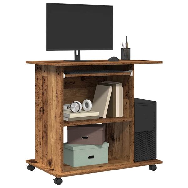 vidaXL počítačový stôl Old Wood 80x50x75 cm Engineered Wood