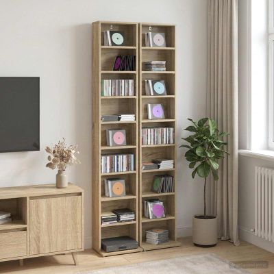 vidaXL CD Skrinka 2 ks Dub sonoma 33 x 23,5 x 175 cm Kompozitné drevo