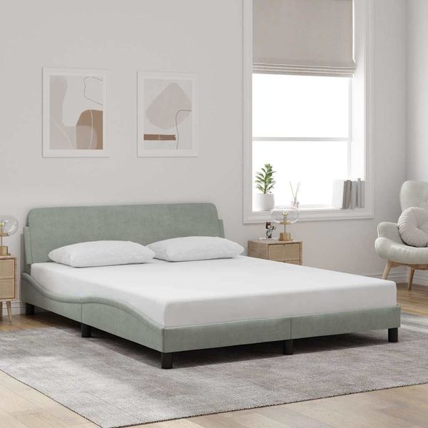 vidaXL Rám postele Dover bledosivý 152x203 cm zamat