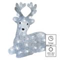 LED vianočný jelenček, 27 cm, vonkajší aj vnútorný, studená biela, časovač