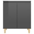 vidaXL Komoda, nohy z masívu, lesklá sivá 60x35x70cm, kompozitné drevo