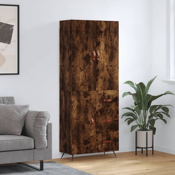 vidaXL Vysoká skrinka dymový dub 69,5x34x180 cm spracované drevo