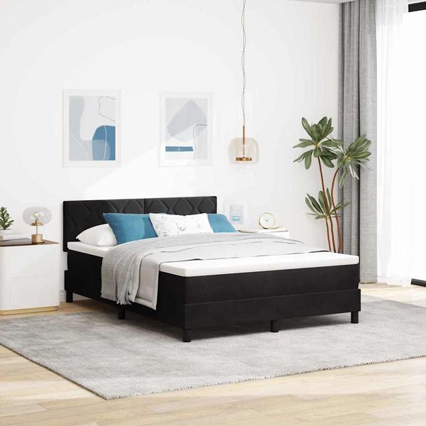 vidaXL Posteľ s pružinovým rámom Čierna 140 x 200 cm Zamat