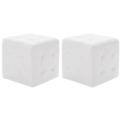 vidaXL Taburetky 2 ks biele 30x30x30 cm umelá koža