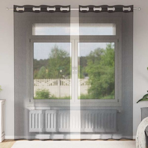vidaXL Voálové závesy s priechodkami 2 ks Čierna 140x245 cm