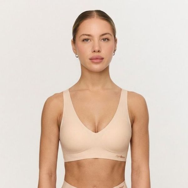 Bezšvová podprsenka Comfy Beige - GymBeam, veľkosť L